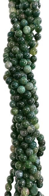 Moss Agate 10mm pearls on string