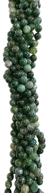 Moss Agate 6mm pearls on string