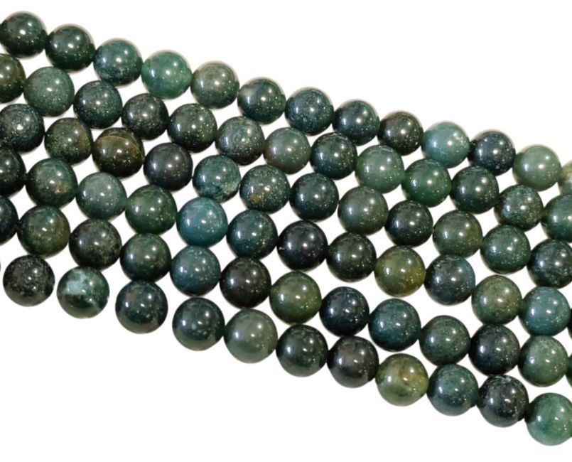 Moss Agate 6mm pearls on string