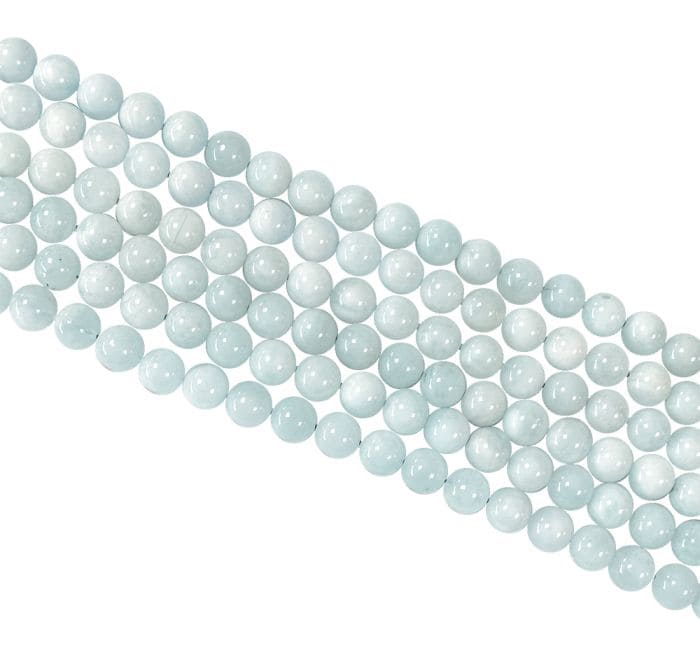 Aquamarine 6mm pearls on string