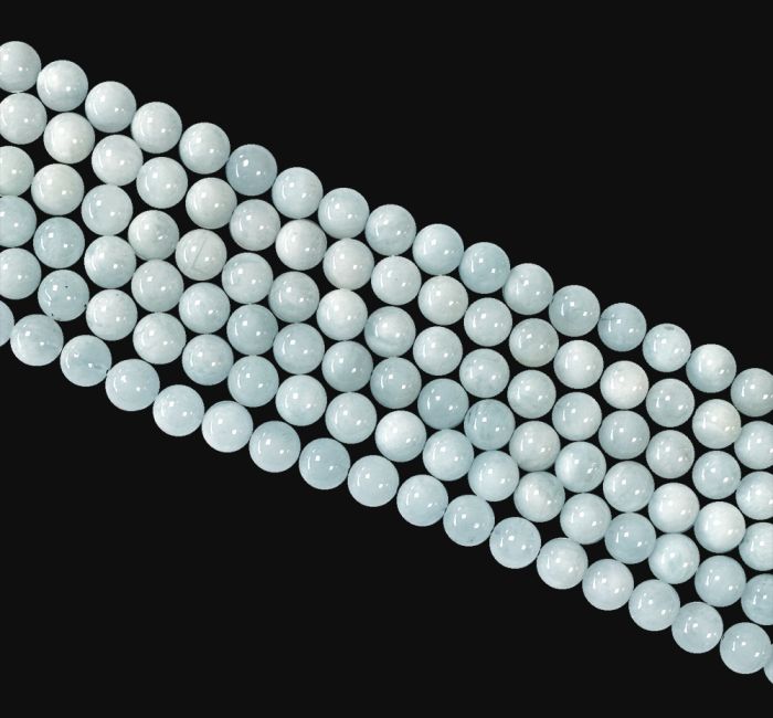 Aquamarine 6mm pearls on string