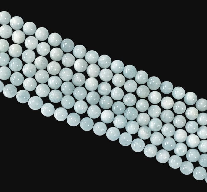 Aquamarine 8mm pearls on string