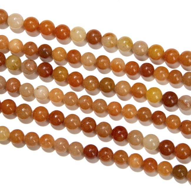 Orange Aventurine A 8mm pearls on string