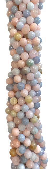 Beryls Aquamarine & Morganite A 6mm pearls on string