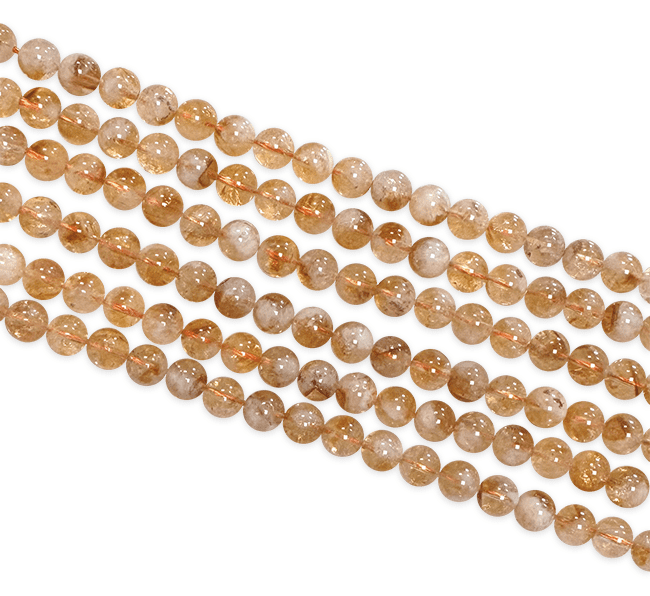 Heated Citrine A 6mm pearls on string