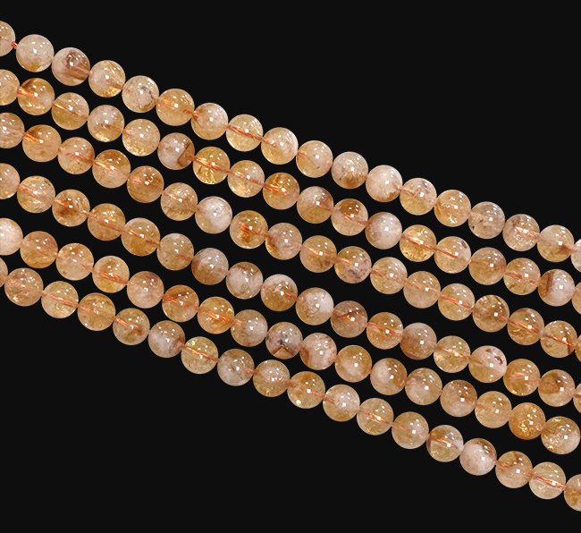 Heated Citrine A 6mm pearls on string