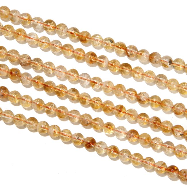 Heated Citrine AA 6mm pearls on string