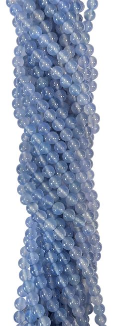 Blue chalcedony A 6mm pearls on string
