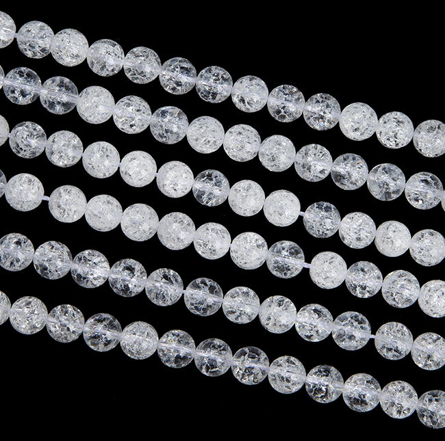 Rock Crystal Crack A 4mm pearls on string