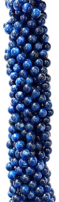 Heated Blue Kyanite AA beads 8mm on a 40cm thread