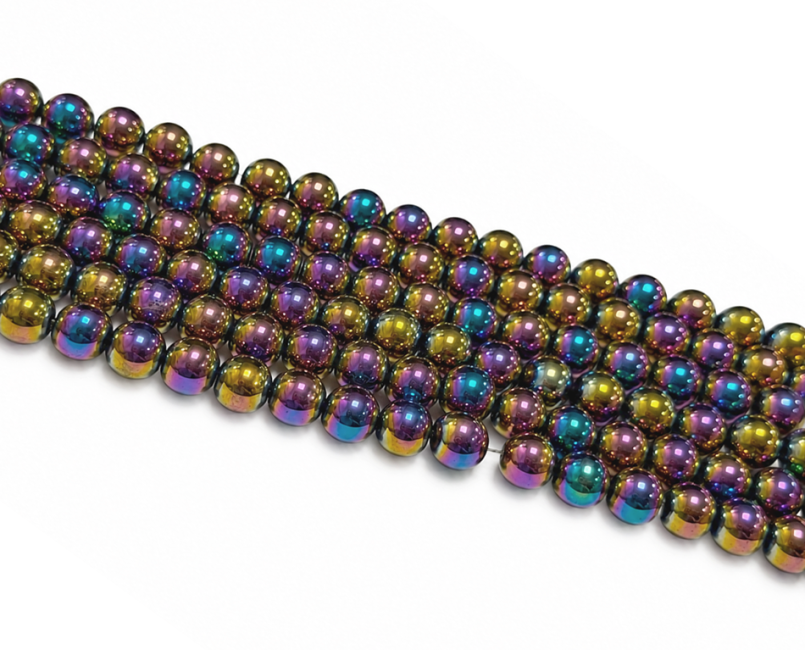 incense at Rainbow Hematite Round Beads Strand A 8mm