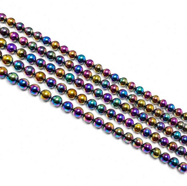 Rainbow Hematite Round Beads Strand A 8mm