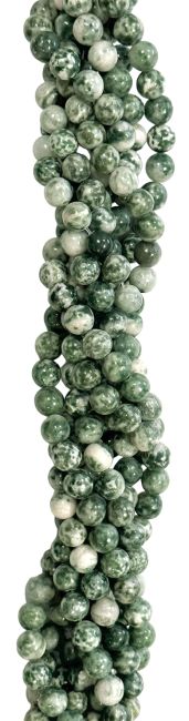 Green jade A 6mm pearls on string