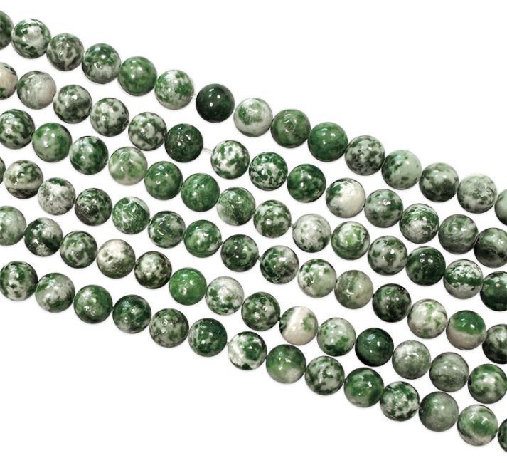 Green jade A 6mm pearls on string
