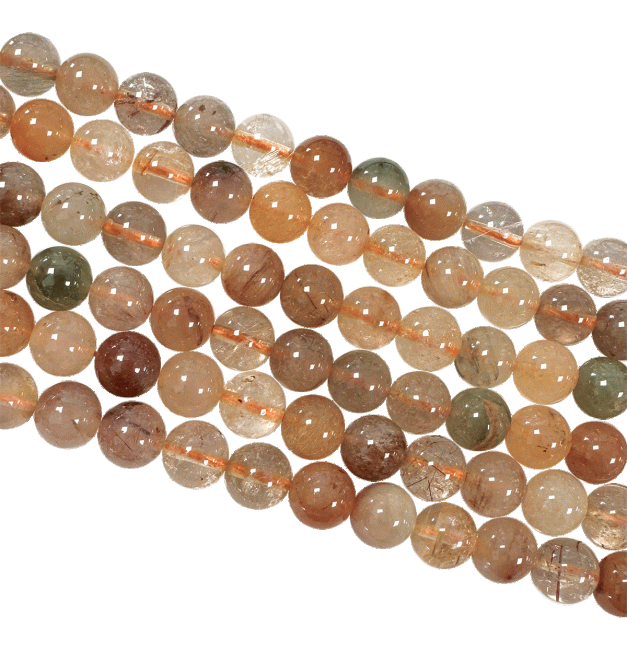 Multicolor Rutile Rock Crystal beads A 8mm on 40cm wire