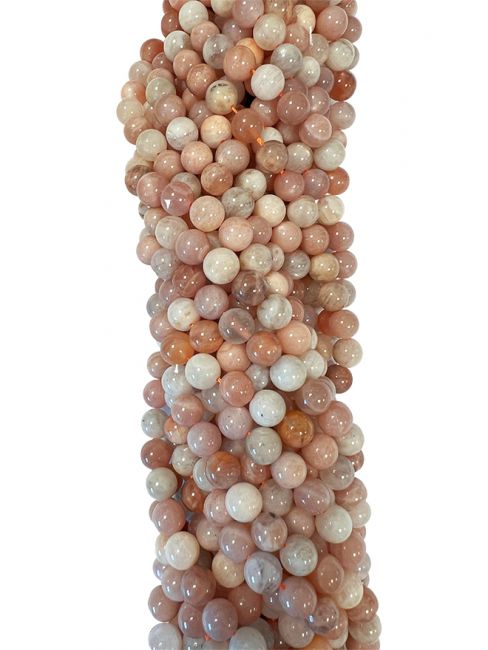 Moon stone Adular multicolor 6mm pearls on string