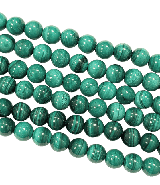 Clear Malachite AA beads 7.5-8.5mm on 40cm wire