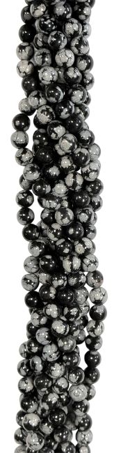 Obsidian snowflake 6mm pearls on string