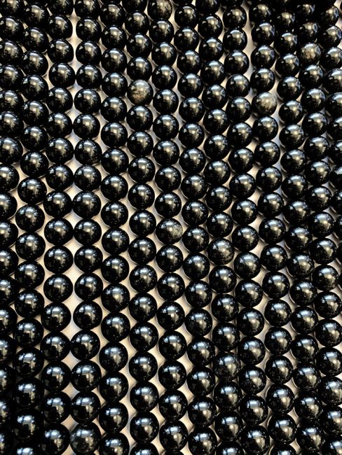 Black Obsidian A 4mm pearls on string