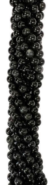 Obsidian Rainbow A 6mm pearls on string