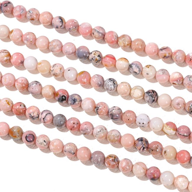 Pink Opal beads 6mm on 40cm wire