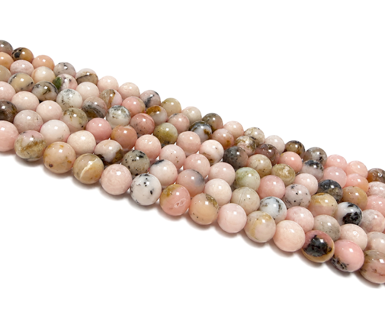 incense at Pink Opal AB Round Beads on Strand 8mm