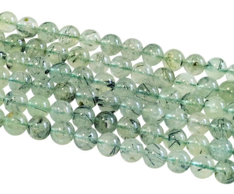 Prehnite A 8mm pearls on string