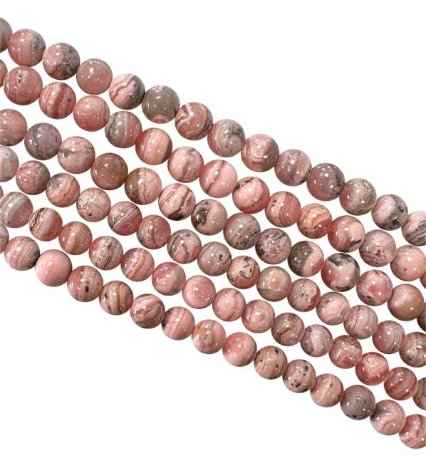 Argentine Rhodochrosite beads 5-6mm on 40cm wire