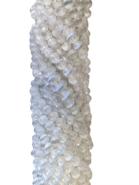 Selenite Cat's Eye AA 8mm pearls on string
