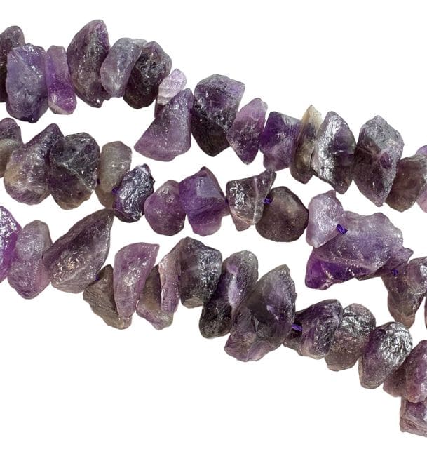 Amethyst A Raw Stones 13-20mm on a 40cm thread