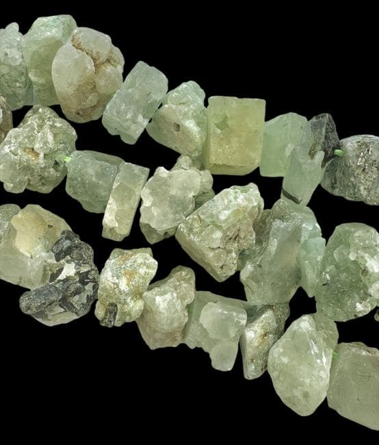 Prehnite A Raw Stones 13-20mm on a 40cm thread