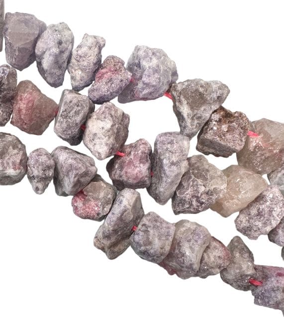 Pink Tourmaline A Rough Stones 13-20mm on a 40cm thread