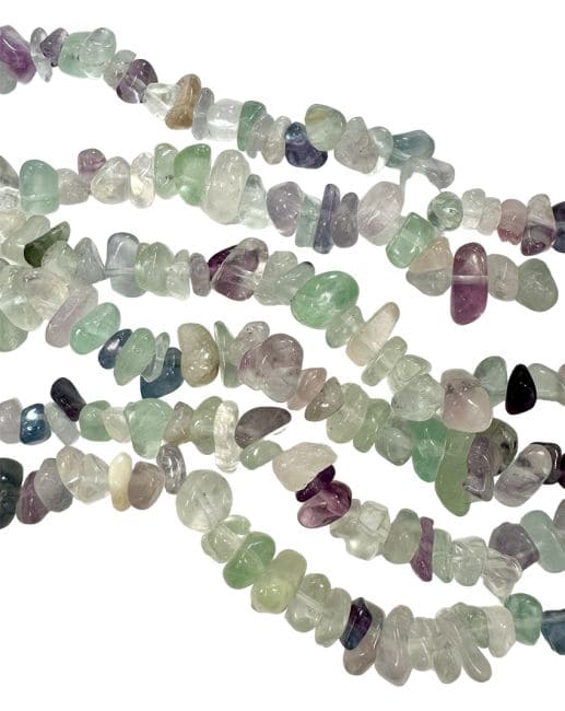 Fluorite multicolored A chips 3-8mm on a 80cm thread