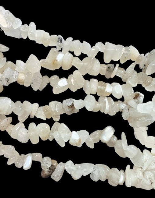 White Moonstone AA chips 5-8mm on a 80cm thread