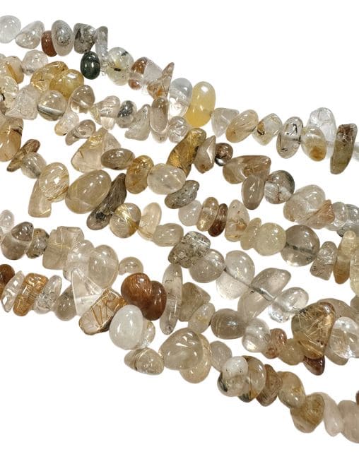 Quartz Rutile Rock Crystal chips 3-8mm on a 80cm thread