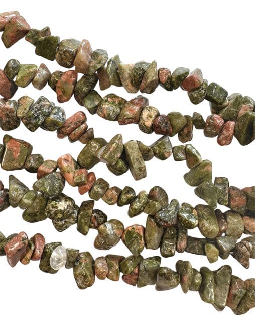 incense at Unakite chips 3-8mm on 80cm thread