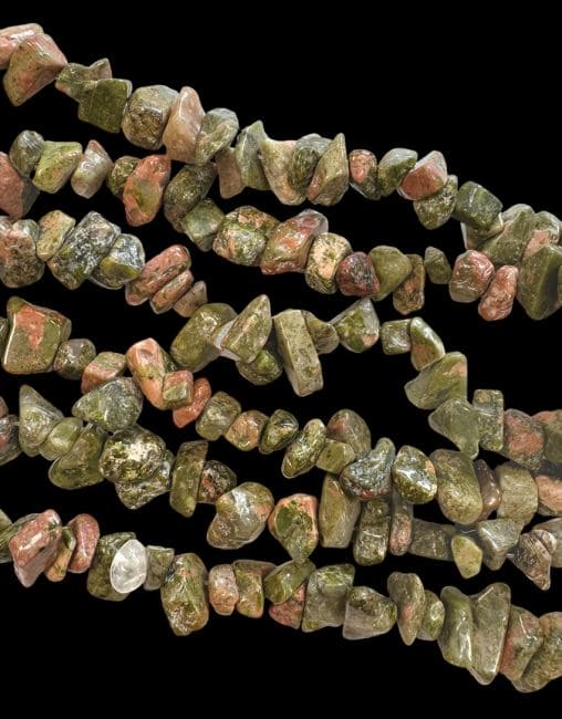 incense at Unakite chips 3-8mm on 80cm thread|gb
