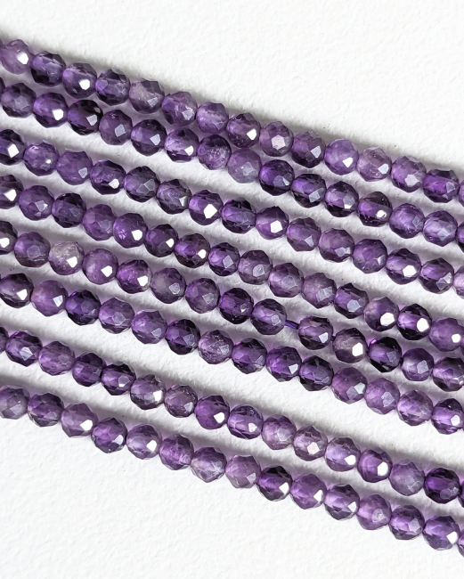 Faceted Amethyst AA 3mm beads on 40cm wire