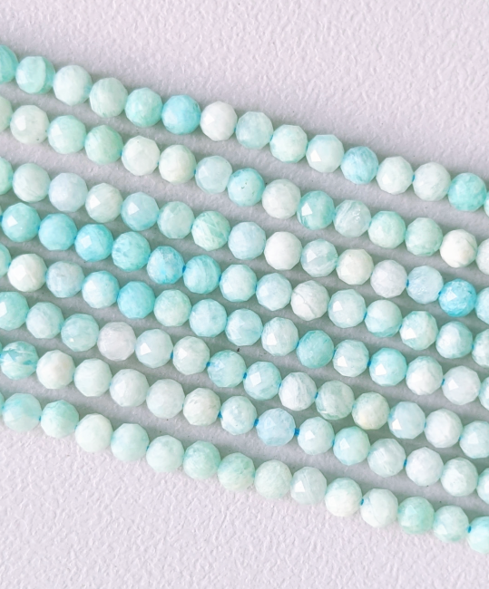 Faceted Amazonite AA beads 3-4mm on 40cm wire