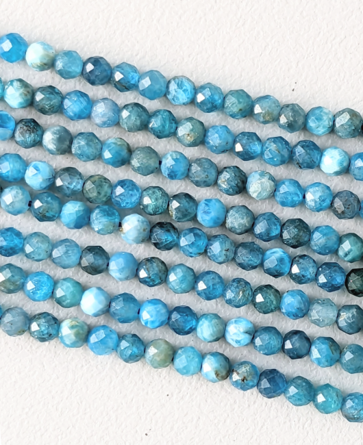 Faceted Blue Apatite AA beads 3-4mm on 40cm wire