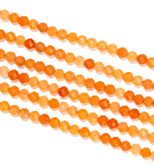 Faceted Orange Aventurine A 3mm beads on 40cm wire