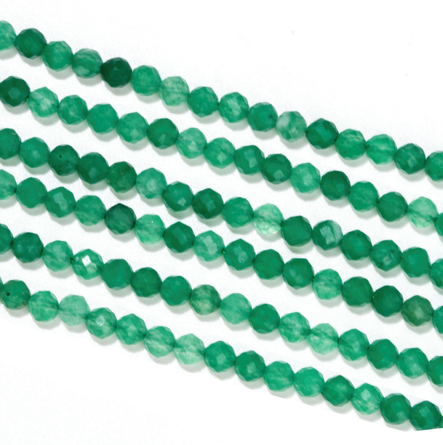 Faceted Green Aventurine A 3mm beads on 40cm wire
