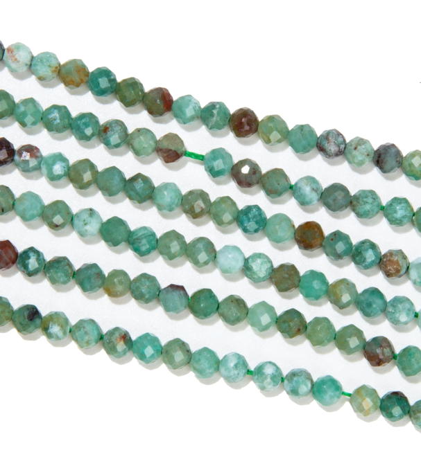 Faceted Chrysocolla A 3mm beads on 40cm wire