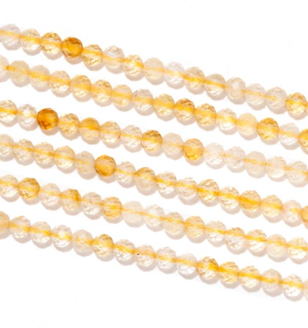 Faceted Natural Citrine A 3mm beads on 40cm wire