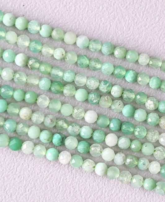 Faceted Chrysoprase AA+ 3mm beads on 40cm wire