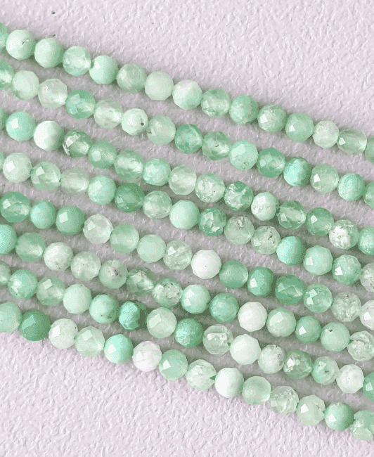 Faceted Chrysoprase AA+ 3mm beads on 40cm wire