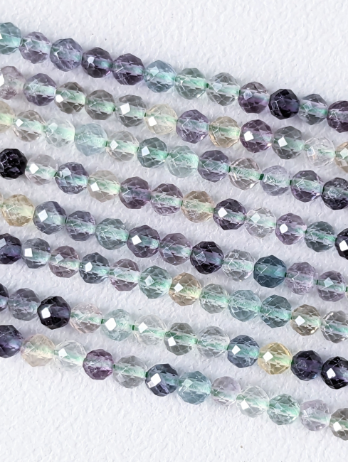Faceted Fluorite AA 3mm beads on 40cm wire