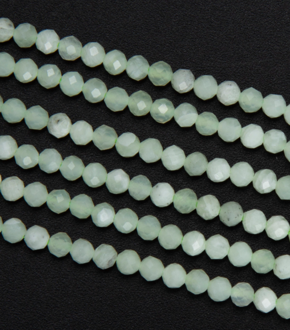 Faceted Chinese Jade A 3mm beads on 40cm wire