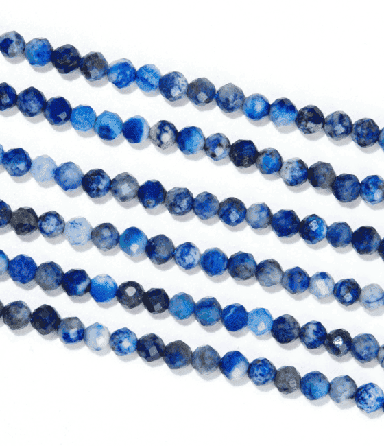 Faceted Lapis Lazuli A 3mm beads on 40cm wire