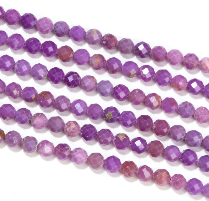 Lepidolite Mica Mauve Faceted AA 3mm beads on 40cm wire